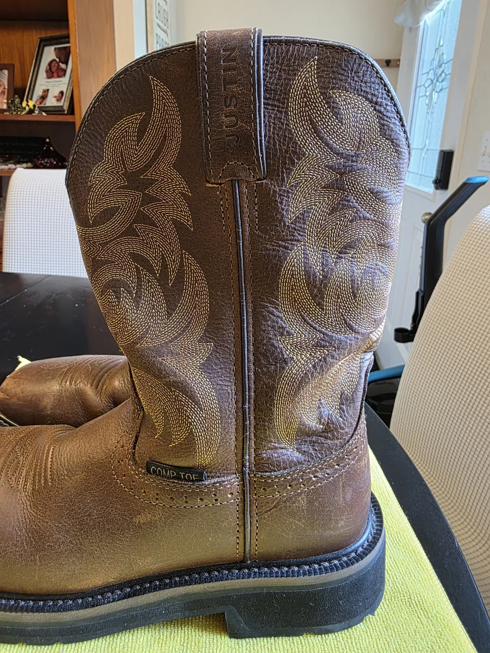 Justin Stampede Handler Comp Toe Cowboy Work Boots Mens Size 7D Brown Leather